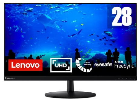 Lenovo L28u-30 71,12 cm (28 Zoll, 3840x2160, UHD, 60Hz, WideView, entspiegelt) Monitor (HDMI, DisplayPort, 4ms Reaktionszeit, AMD Radeon FreeSync) schwarz