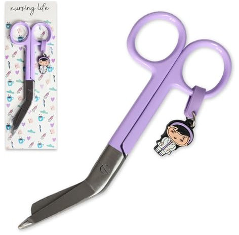 NURSING LIFE Krankenschere - Krankenschere mit römischer Spitze, ideal für Krankenschwestern, professionelle Rundspitze, Erste Hilfe