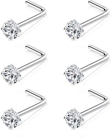 Chriscoco G23 Titan Nasenpiercing Silber Nasenstecker Nostril Piercing 20G