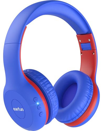 EarFun Bluetooth Kopfhörer Kinder, 85/94dB Lautstärkeregelung, HiFi Sound, HD-Mikrofon, 40 Std Akku, Faltbare, Einstellbar, Kopfhörer Kabellos Bluetooth Kinder für Schule/Reise/PC, Marineblau