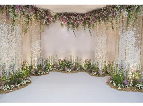 Xiaoterna 3x2,5m Fondo de Boda Flores Pared Fondo Fotografico Ceremonia de Boda Flores Escenario Telón de Fondo Ducha de Novia Ceremonia de Aniversario Recién Nacido Decoración de Cumpleaños
