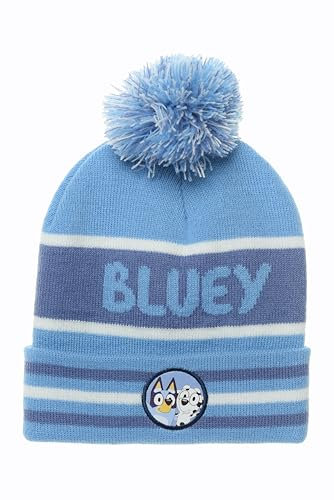 BlueY Mütze für Jungen und Mädchen, Chloe Design Pom Pom Strickmütze, Wintermütze Geschenk für Kinder | Blau