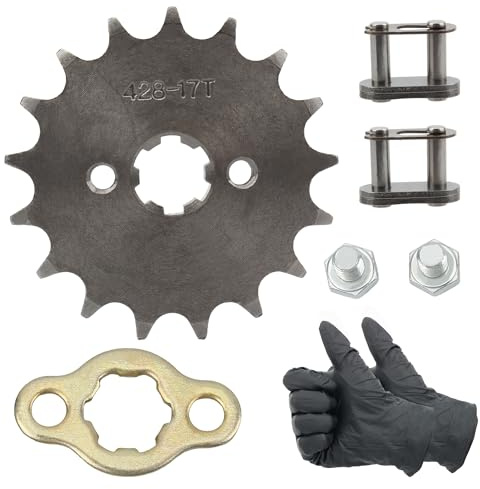 PowerMotor 428-17T 17 mm motorcykel kedjehjul fram med kedjelänkar byggsats ersättning för 50 ccm 70 ccm 110 ccm 125 ccm 150 cc smuts pit miniväska cykel ATV 4 hjul moped gokart