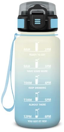 Gourde Enfant 500ml, Bouteille d'eau avec Marqueur de Temps et Paille, Étanche et Réutilisable, Gourde Motivation, Bouteille pour Enfant, Voyage, Yoga, Bureau, Vélo, l'école, Randonnée, Sport