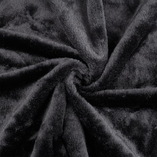 BENECREAT Tessuto di pelliccia sintetica da 1,75 m, 56 cm, tessuto di peluche nero imitazione coniglio, soffice pelliccia artigianale per costumi, tappeti, cuscini, decorazioni, forniture artigianali