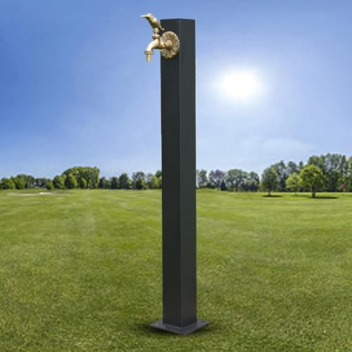 WNYAILLL Colonne à Eau de Jardin 95 cm Acier Inoxydable carré, Fontaine de Jardin pour extérieur Fontaine à Colonne Moderne en Acier, pour L'irrigation et L'arrosage du Jardin