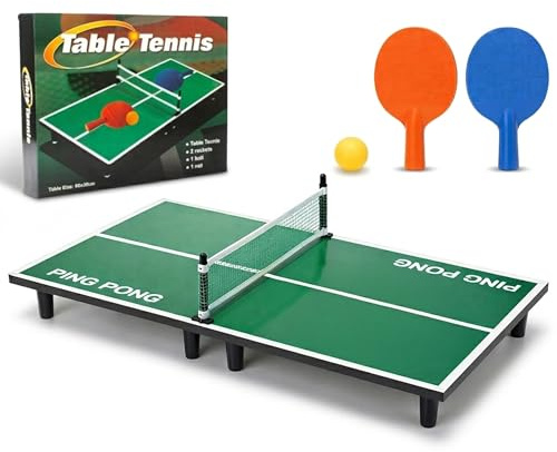 60x30cm Ping Pong Set with Net, Paddles & Ball, Portable Table Tennis Game for Kids and Adults, Compact Indoor & Door Frame Play