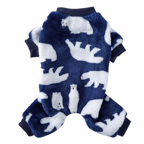 Vêtement pour chien - Vêtements de maison - Peignoir en peluche pour chiot - Tenue de sommeil confortable - Robe de nuit douillette - Entretien de la fourrure - Bleu - Taille L