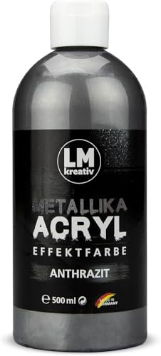 LM Metallika 500 ml - Anthrazit - Acrylfarbe für Metallic Metall-Glanz, Effekt-Farbe Silber grau