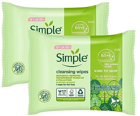 Simple Kind to Skin Cleansing Wipes Bio-degradable, 25 wipes (Pack Of 3)