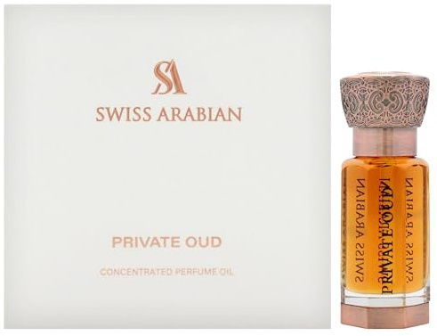 Swiss Arabian Private Oud Huile de Parfum Concentrée Unisexe 12ml – Une Fusion Riche de Prune Italienne, Rose Bulgare et Oud Opulent – Parfum Gourmand Sensuel