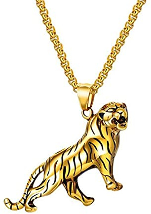 Caimeytie Herrhalsband tigerhänge rostfritt stål, Rostfritt stål