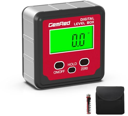 GemRed Digitaler Winkelmesser mit Magnetfuß, LCD Display Digitale Wasserwaage, Wasserdicht Neigungsmesser Bevel Box, Winkelmessgerät Inklinometer für Holzarbeiten, Bau, Dekoration (Batterie enthalten)