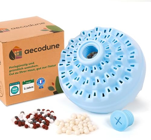 aecodune 2 anni di detersivo ecologico ed economico – 240 lavaggi – lavatrice a sfera – detersivo naturale in perle di bucato Zero Waste – ipoallergenico – anticalcare