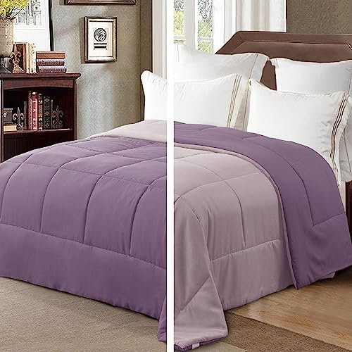Exclusivo Mezcla 7.5 Tog King Size Duvet All Seasons, Ultra Soft Reversible Coverless Duvet, Lightweight Down Alternative Comforter, 230x220 cm Dusty Lavender/Lilac Ash