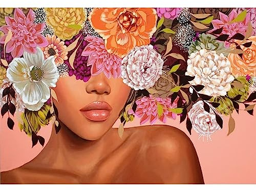 UNIQUORS 5D Diamond Painting Imágenes Flores, Pintura de Diamantes Adultos Mujer Colorida Mujer Diamante Set Niños Full Crystal Rhinestone Bordado para Decoración de Pared del Hogar 40 x 30 cm