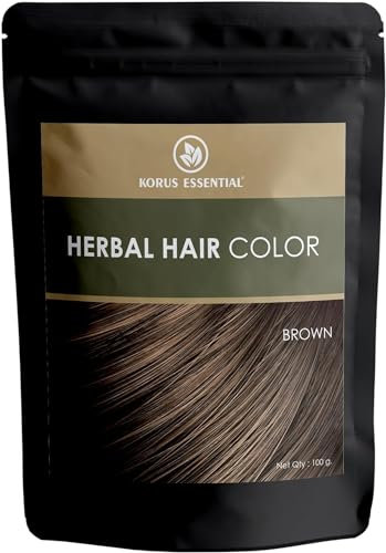 KORUS ESSENTIAL Herbal Hair Color (Brown) - 100g | with Henna, Amla, Aritha, etc.