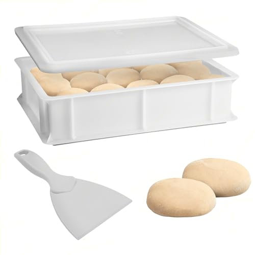 Sicignano | Cassetta Service per Impasti 40×30x10h cm con Coperchio e Spatola, con Fondo e Pareti Chiuse Capacità 10 litri - Impilabile Bianco Polietilene Alimentare Lavabile in Lavastoviglie