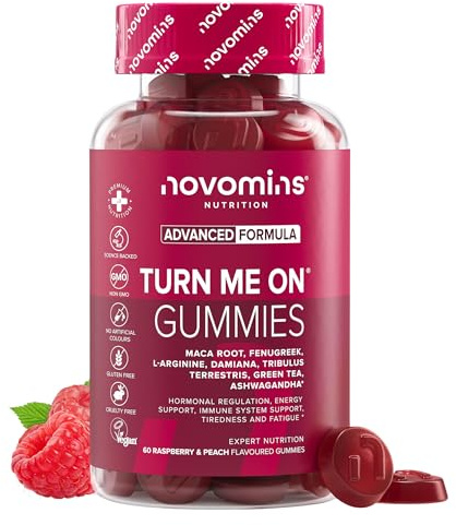 Turn Me On Gummies Women - Maca Root, Damiana, Fenugreek, Zinc, Vitamin B6 & Ashwagandha - Gluten-Free & Vegan - 60 Gummies for Women - Novomins