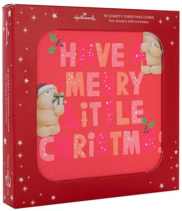 Hallmark Tarjeta de Navidad, paquete múltiple de tarjetas de Navidad, paquete de 16, 2 diseños, Forever Friends, tarjetas de Navidad de caridad, con sobres