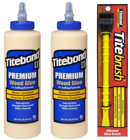 2 x Titebond II Premium 473 ml trälim väderbeständigt, trälim för inomhus- och utomhusbruk titebrush limapplikator, limborste, svart