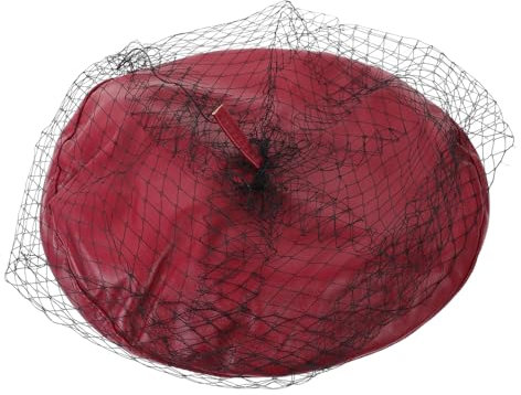 WESIEVYA Béret Français Cuir pour Femmes Chapeau Décoratif avec Voile pour Occasions Spéciales