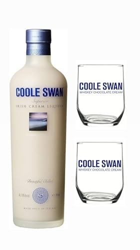 Coole Swan Irish Cream Liqueur - Glass Gift Set - 16% | Award-Winning Whiskey, Chocolate, Cream Drink | Perfect Over Ice, In Cocktails, Iced Or Hot Coffee Or As A Gift | Made In Ireland