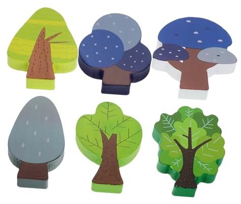 INOOMP 6stücke Teiliges Set Aus Holz-Baum-zubehör Für Eisenbahn-spielzeuge Miniaturbäume Zur Dekoration Von Schienen Und Landschaften Natürlichem Holz Gefertigt