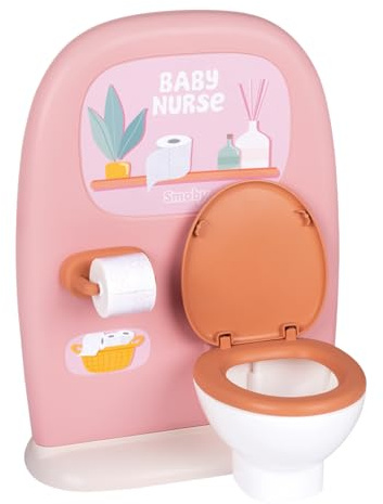 Smoby - Baby Nurse Puppen-Badezimmer - Puppentoilette mit Waschbecken, Spiegel & Zubehör - Rollenspiel & Hygiene-Lernspielzeug - mit recyceltem Material in Frankreich gefertigt, ab 3 Jahren