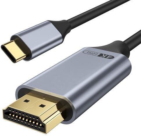 USB C till HDMI 4K 60HZ flätad kabel, USB typ-C till HDMI Thunderbolt 3/4-kabeladapter, kompatibel med iPhone15-serien, MacBook Pro Air iPad Pro Air iMac, S23, XPS 17, Huawei (2 M)