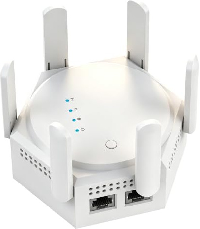 OBEST WiFi Amplificador Repetidor,1200 Mbit/s Doble Banda con 6 Antenas | Repetidor Señal WiFi 5GHz/2,4 GHz, LAN Gigabit, Modo AP, Compatible con Múltiples Routers WiFi,Ideal para Hogar y Oficina
