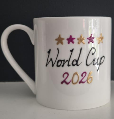 Dreamair Tazza dipinta a mano della Coppa del Mondo in porcellana fine blu osso 1 pinta (rosa)