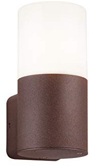 Trio Leuchten Hoosic 222260124 - Lampada da parete per esterni, in alluminio color ruggine, acrilico bianco, non inclusa 1 x E27.