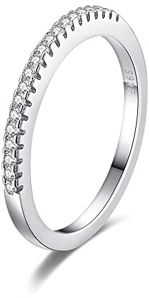 Silver Evighetsring silver 925 kubisk zirkonia smal 1,5 mm halv evighetsringar förlovningsring roséguldpläterad förlovningsringar kändismemoire fingerringar förring damringar, Silver