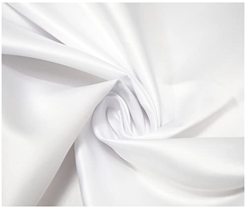 Matte Duchess Bridal Satin Polyester Fabric for Dressmaking Wedding Crafts Quilting Sewing 150cm Wide (1/4 Metre (25 x 150cm), White)