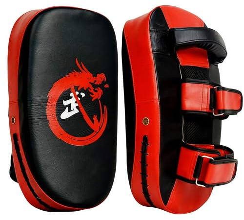 Muay Thai Pads Kicking Shield 15x7.5x4inch Solo Training Equipment Kick Muay Thai Pad Curved Kickboxing Strike Coaching Boxing MMA Martial Arts Karate Gift Child for Grandkids