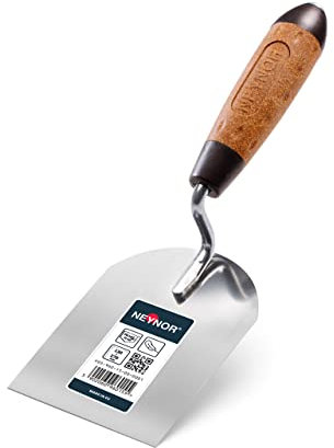NEYNOR® Truelle de Maçon 100 mm - Truelle à Bout Carré - Truelle Carrée avec Poignée Souple - Truelle avec Lame en Acier - Made in EU