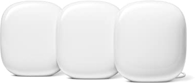Google Nest WiFi Pro - 6E - Reliable Home Wi-Fi System with Fast Speed and Whole Home Coverage - Mesh Router - 3 Pack - Snow