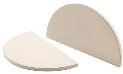 GriHero Half-Moon Ceramic Heat Deflector Plates/Pizza Stone for Kamado Joe Classic I, II, III, Heat Deflector Plate Grill Accessory, 2-Pack