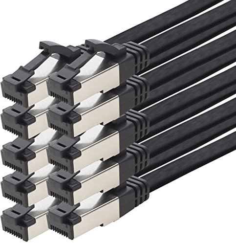 1aTTack.de Câble Réseau Cat8 Cat 8 40 Gigabit - 10x 1,5m - RJ45 Ethernet LAN DSL Routeur Modem - Noir