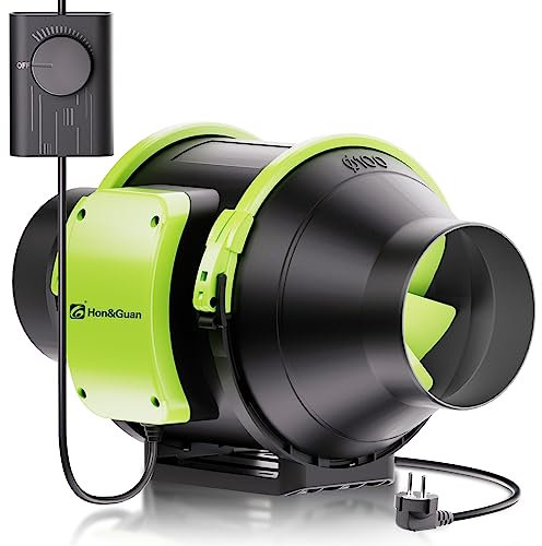 Hon&Guan Ventilador de tubo de 100 mm regulable con regulador de velocidad, ventilador de tubo de extracción de humo con enchufe de la UE, ventilador de baño, extractor de humo, ventilador para tienda