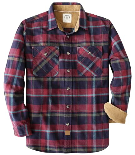 Dubinik® 6 oz Camicia Flanella Uomo 100% Cotone Camicia a Quadri Bottoni Casual Comode con Taschino Lila Dunkelblau M