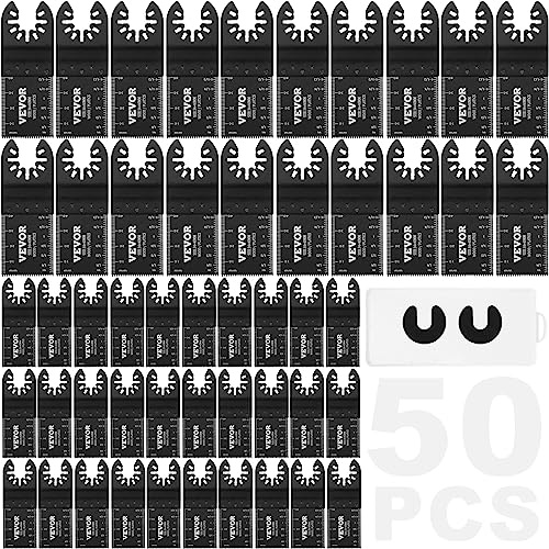 VEVOR Set di Lame per Utensili Oscillanti 50 Pezzi in HCS Kit di Lame Multifunzione 50 Pezzi Sostituibili per Utensili Oscillanti per Taglio di Metallo Legno, Lame Oscillanti in Acciaio ad Alto Tenore