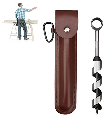 Auger Drill Bit, Survival Auger Post Hole Digger -Tapping Screw Design Post Hole Auger, Manual Garden Auger, Multifunctional Tungsten Steel, Cowhide Cover Auger Post Hole Digger