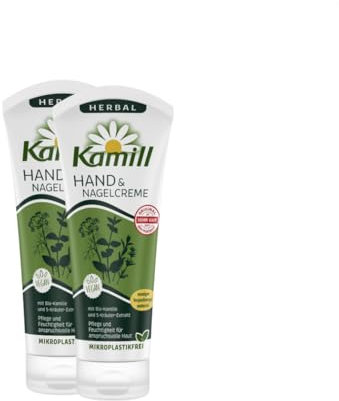 2er Pack Kamill Hand- & Nagelcreme HERBAL (2 x 100ml) - reichhaltige Pflege & Schutz mit 5-Kräuter-Extrakt & veganen Inhaltsstoffen, für anspruchsvolle Haut