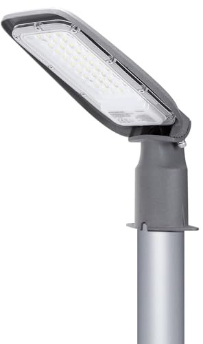 Aigostar LED-Straßenleuchte,30W 2550LM naturweiß LED-Außenleuchten 6500K IP65 wasserdicht IK08 LED-Parkplatzleuchte für Schulstraße, Parkplatz, Basketballplatz, Hof, Platz(Ohne Ständer)