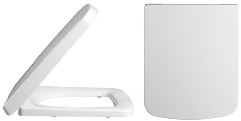Balterley Square Toilet Seat Soft Close, Top Fix Soft Close Toilet Seat White, Rounded Square Seats for Toilets with Adjustable Hinges & Quick Release for Easy Cleaning - 355 x 430 x 52 mm (White)