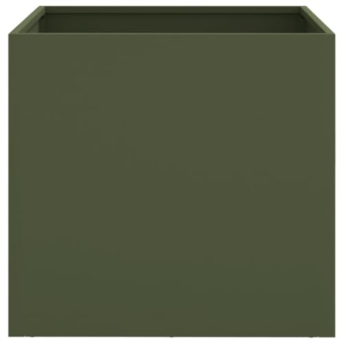 vidaXL Odlingslådor 2 st olivgrön 49x47x46 cm kallvalsat stål, odlingslådor, hög odlingslåda, upphöjd odlingslåda, blomlådor, höga odlingslådor