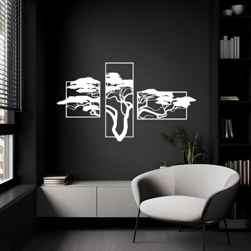 Tubibu Árbol de la Vida Decoración de Pared Mural de Metal Negro, 3D Moderna para Casa, Cuadros para el Hogar, Oficina, Dormitorio, Sala de Estar y Cocina
