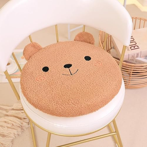 Sarah Duke Cuscino per sedia per bambini, rotondo, in memory foam, per asilo, cameretta dei bambini, decorazione (orso)